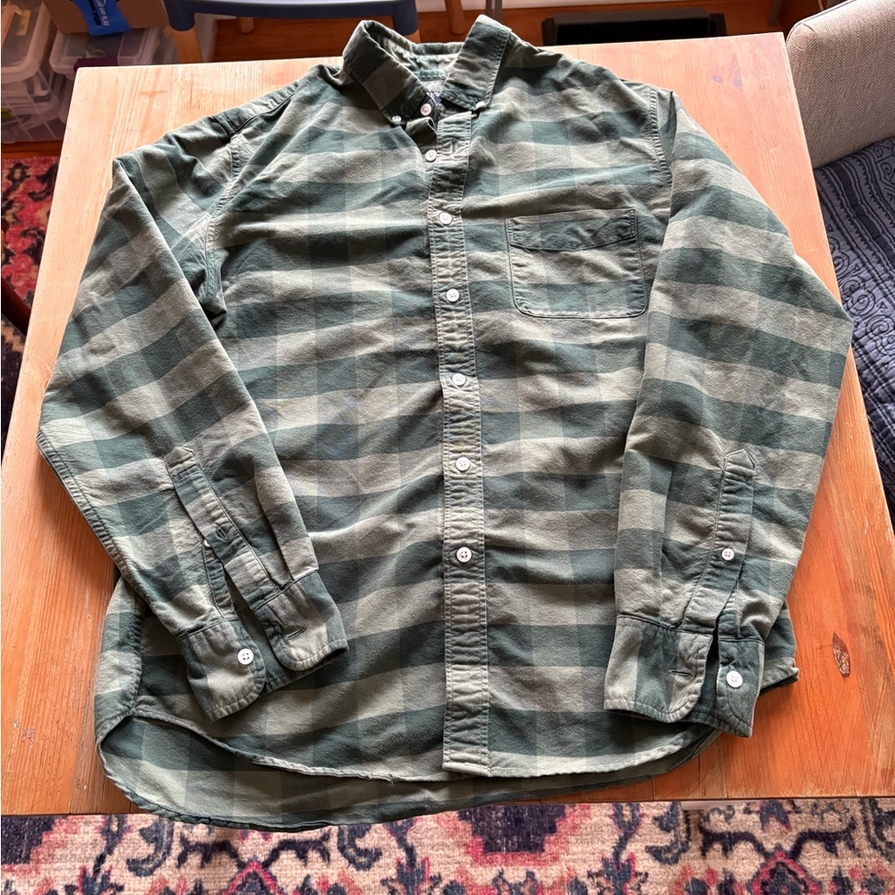 J. Crew Olive Checkered Men's Shirt